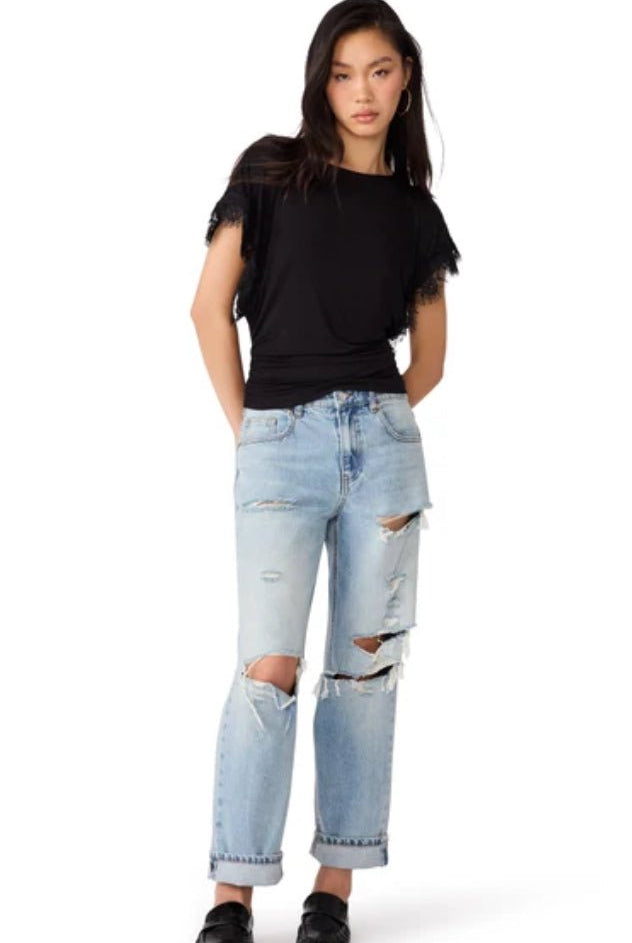 Steve Madden Paloma Knit Top Black - Fleur-De-Lis Boutique