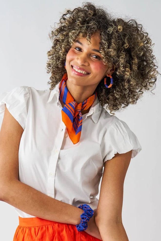 Ink + Alloy Stripe Scarf Blue and Orange - Fleur-De-Lis Boutique