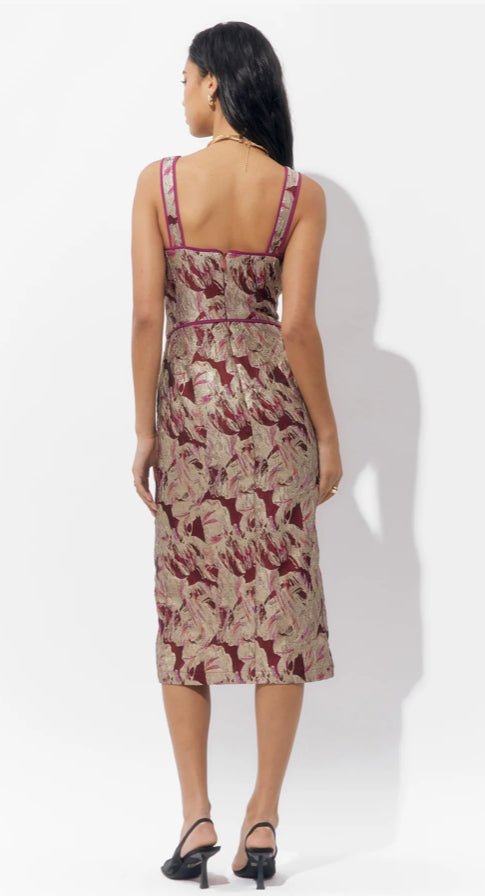 Adelyn Rae Ella Jacquard Midi Dress - Fleur - De - Lis Boutique