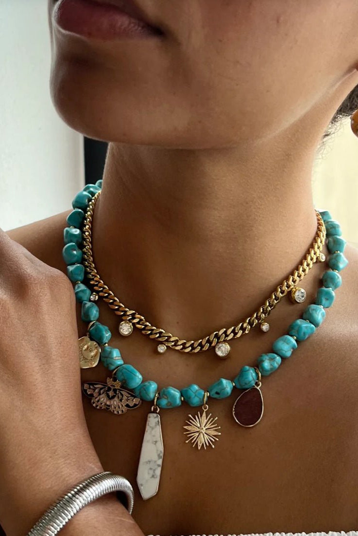 BELJOY Chloe Crystal Cuban Chain Necklace - Fleur-De-Lis Boutique