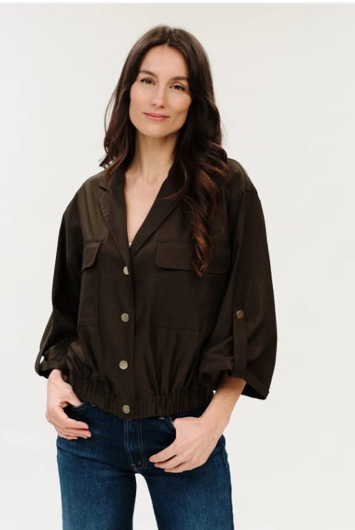 Six Fifty Celine Elastic Hem Jacket Army - Fleur-De-Lis Boutique
