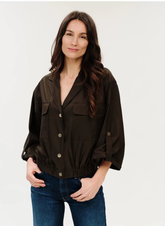 Six Fifty Celine Elastic Hem Jacket Army - Fleur-De-Lis Boutique