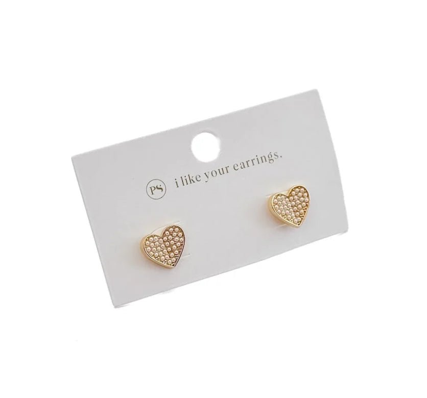 Pretty Simple Heart of Pearls Stud Earrings Waterproof - Fleur-De-Lis Boutique