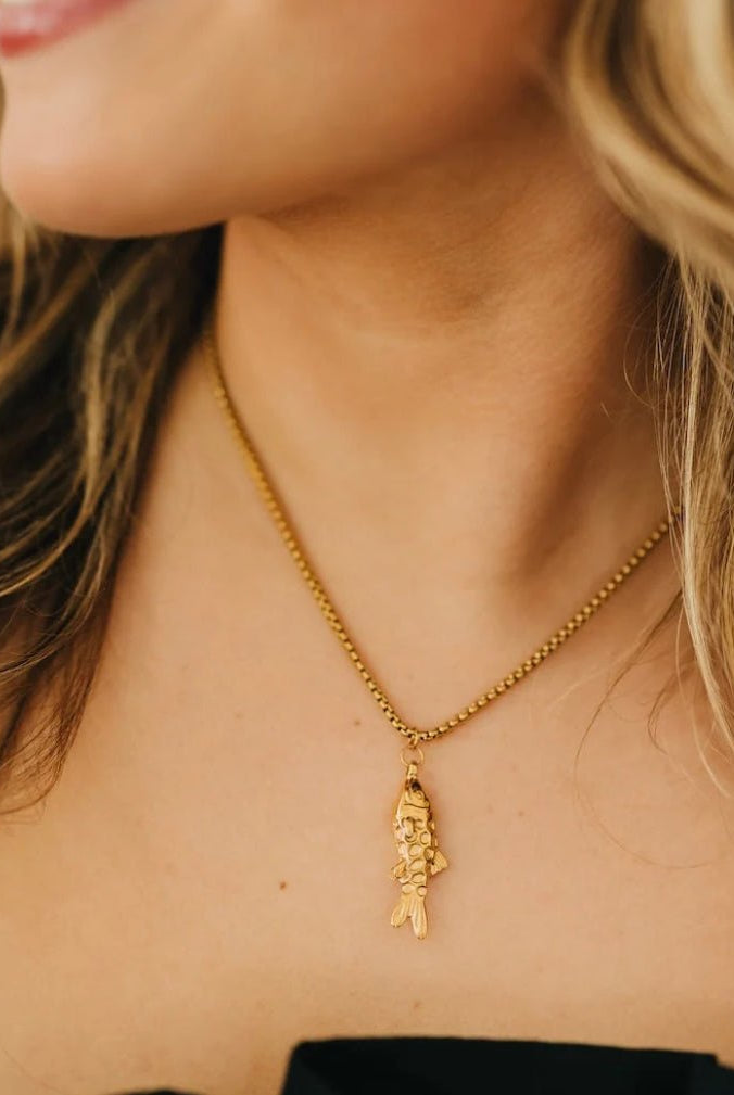 Pretty Simple Lucky Fish Necklace Waterproof - Fleur-De-Lis Boutique