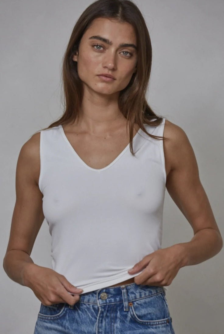 By Together Seamless Reverse U - V Tank White - Fleur - De - Lis Boutique