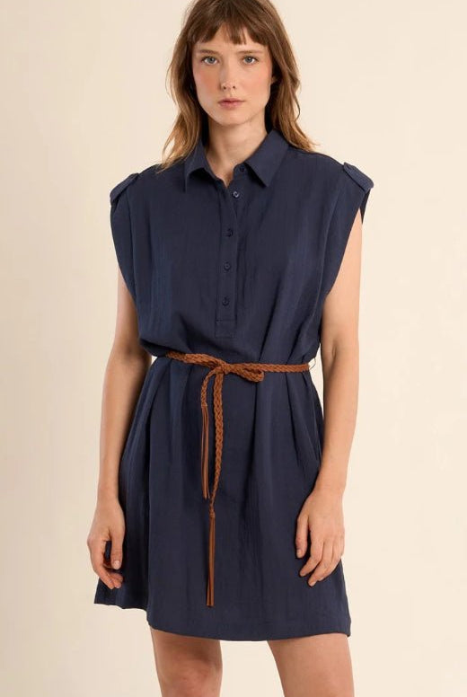 Molly Bracken Navy Woven Dress - Fleur - De - Lis Boutique