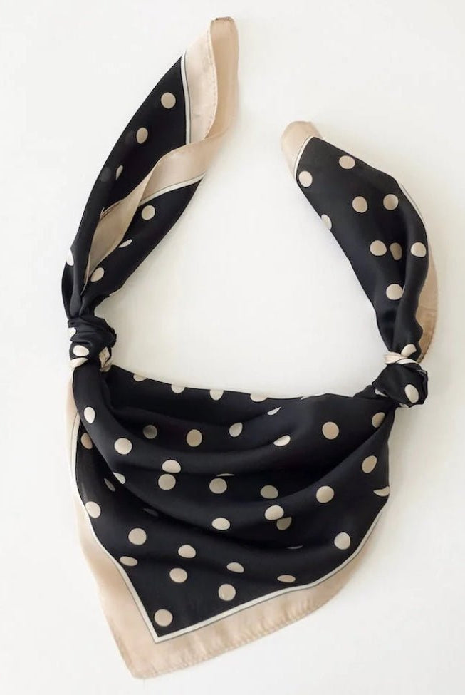 Alice Square Scarf Black Polka Dot - Fleur-De-Lis Boutique