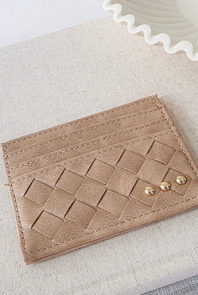 Mariah Woven Small Card Holder Taupe - Fleur-De-Lis Boutique