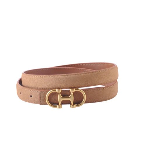 Most Wanted Horsebit Buckle Belt Camel Suede - Fleur-De-Lis Boutique