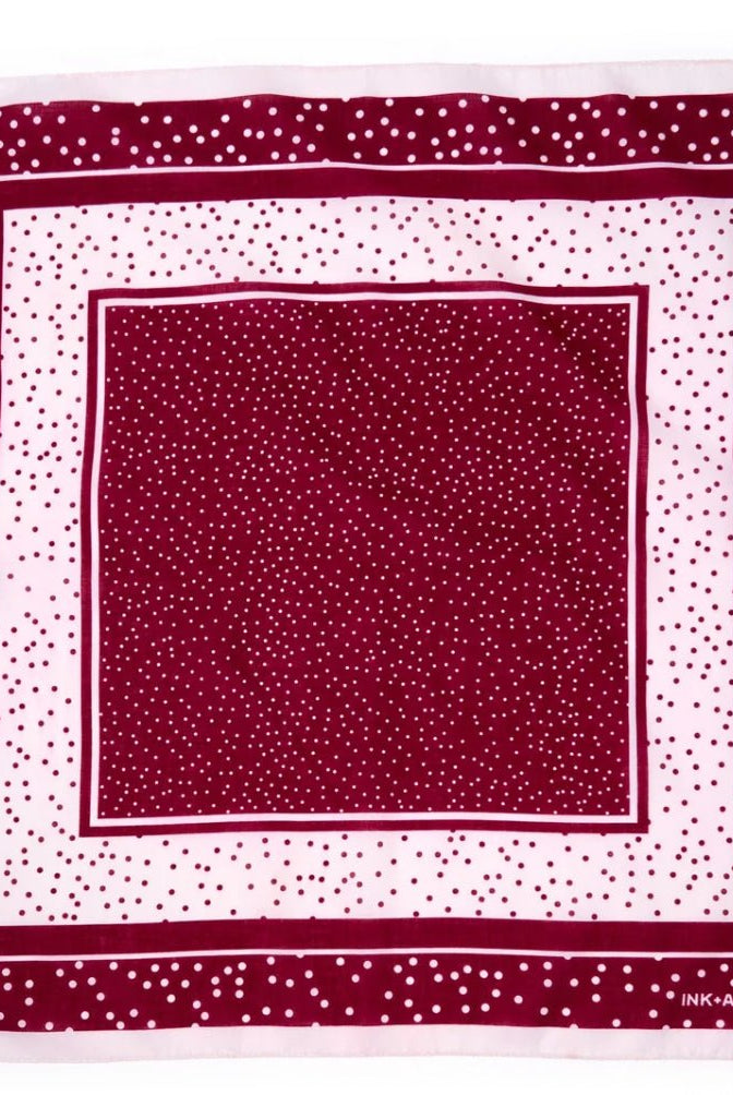 Ink + Alloy Polka Dot Scarf Maroon and White - Fleur-De-Lis Boutique