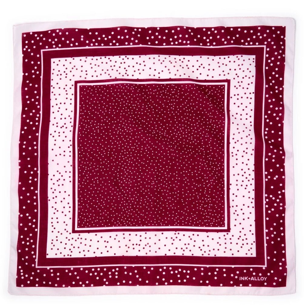 Ink + Alloy Polka Dot Scarf Maroon and White - Fleur-De-Lis Boutique