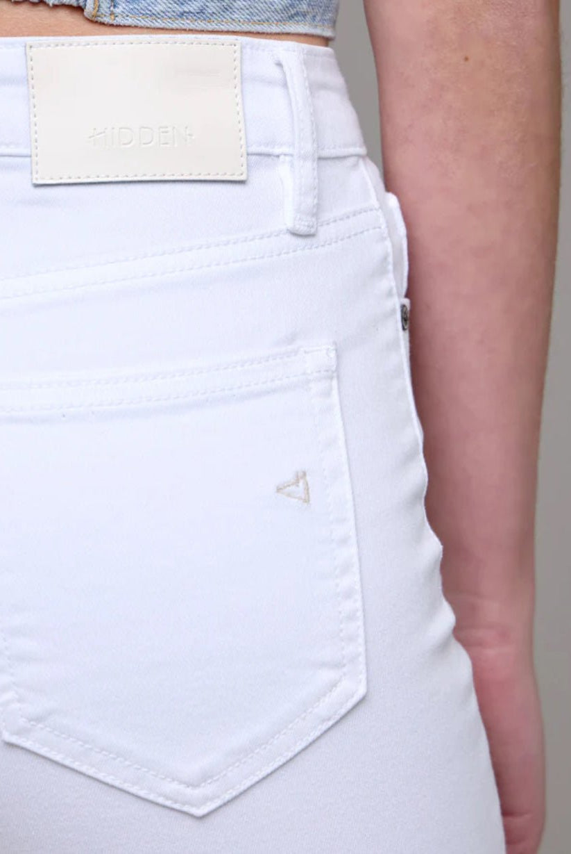 Hidden White Clean Step Hem Cropped Flare - Fleur - De - Lis Boutique