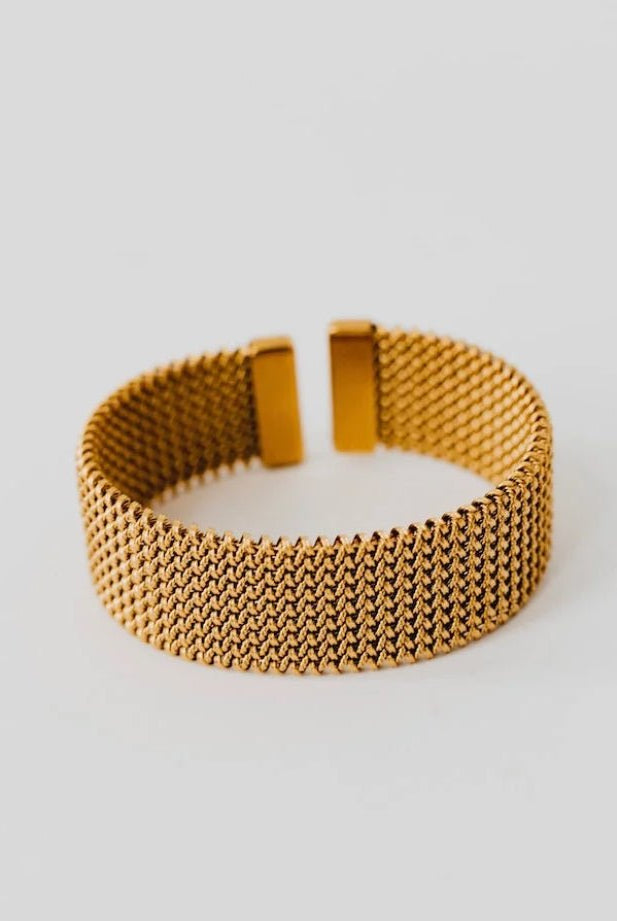 Pretty Simple Braided Mesh Cuff Bracelet Waterproof - Fleur-De-Lis Boutique