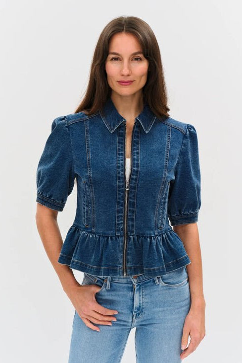 Six Fifty The Delaney Denim Peplum Jacket - Fleur-De-Lis Boutique