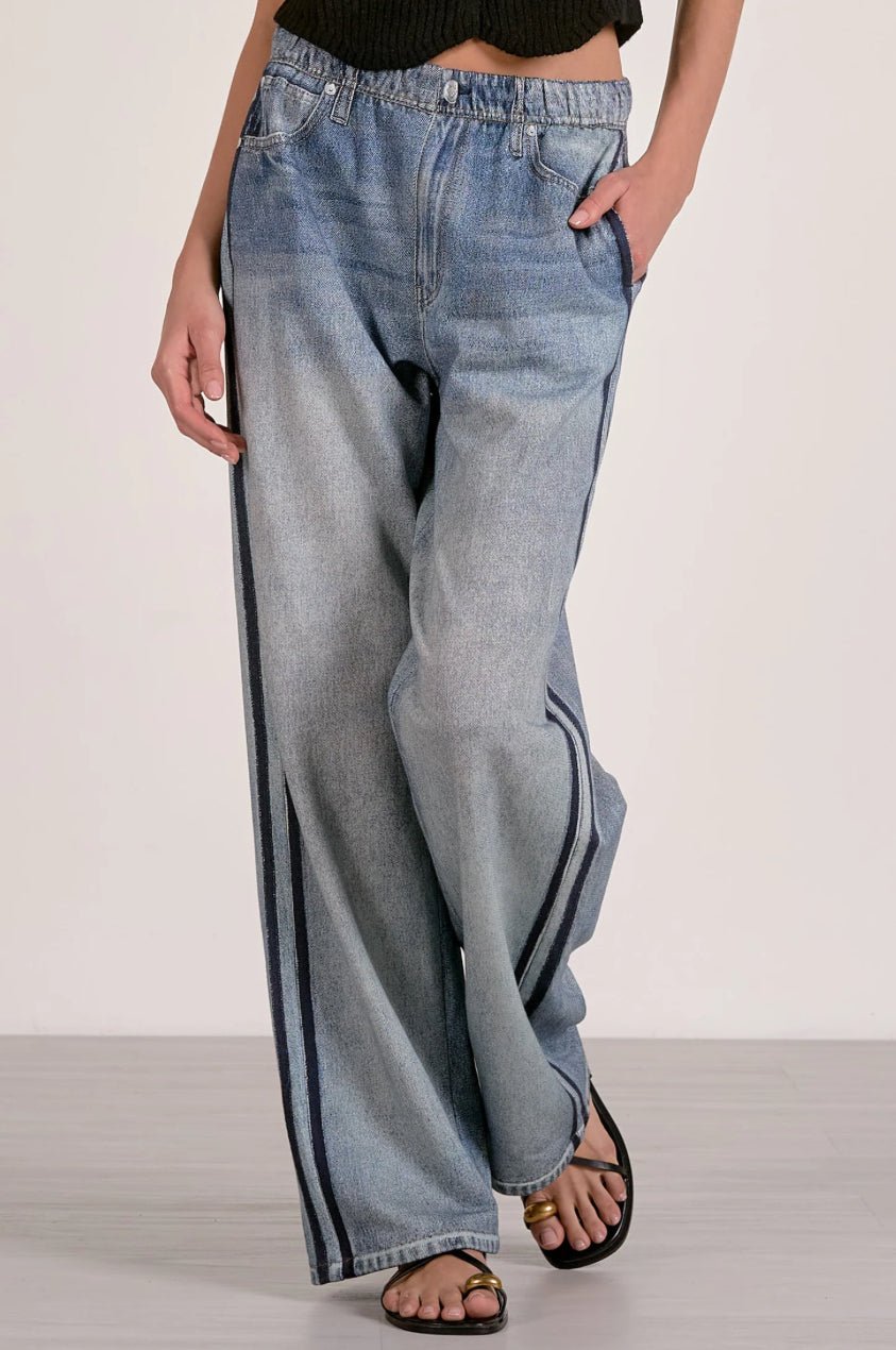 Elan Jojo Denim Track Sweatpants - Fleur-De-Lis Boutique