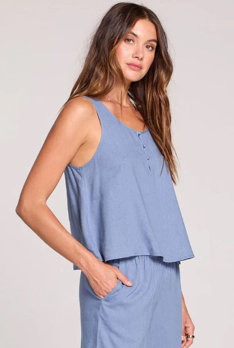 Saltwater Luxe A - Line Worn Blue Tank - Fleur - De - Lis Boutique