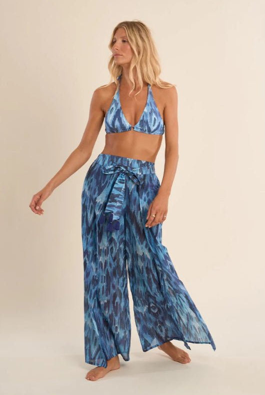 Molly Bracken Wide Coverup Pants with Tie Belt - Fleur - De - Lis Boutique