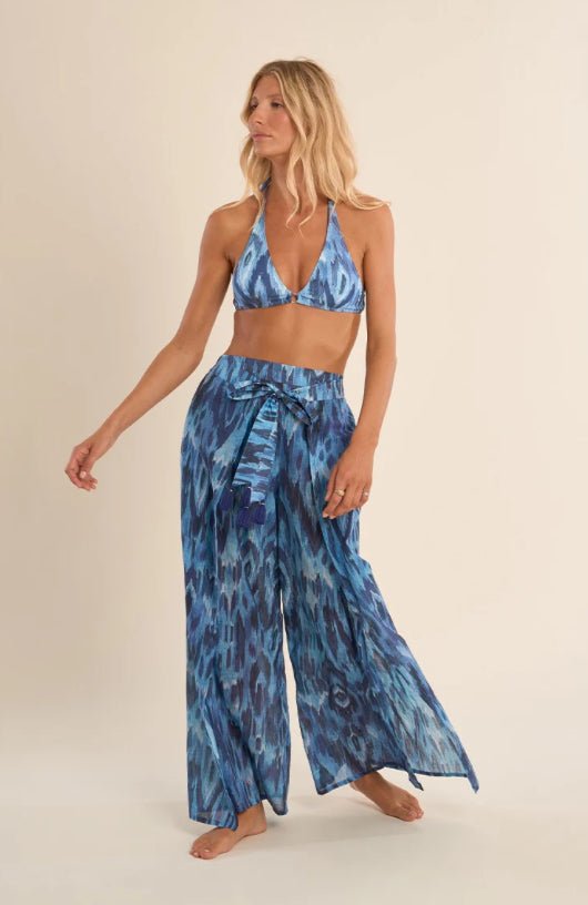 Molly Bracken Wide Coverup Pants with Tie Belt - Fleur - De - Lis Boutique