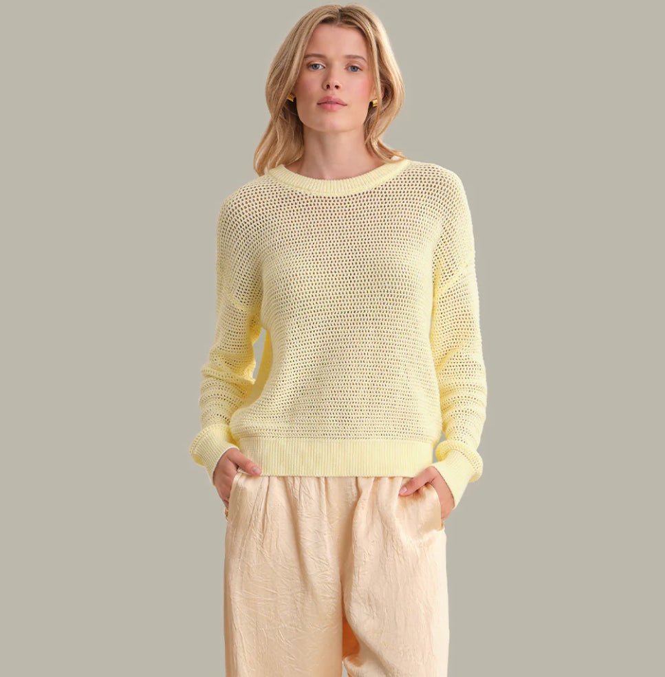 525 America Long Sleeve Crew Neck Pullover Iced Lemon - Fleur - De - Lis Boutique