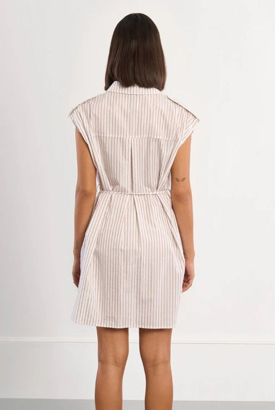 Molly Bracken Woven Tunic Dress Beige Stripe - Fleur - De - Lis Boutique