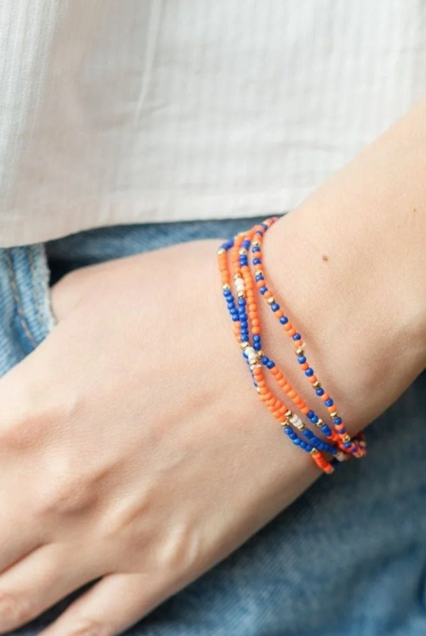 Game Day Bracelet Blue Orange White - Fleur-De-Lis Boutique