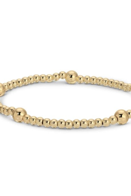 3mm Bead with 5mm Accent Gold Stretch Bracelet - Fleur-De-Lis Boutique