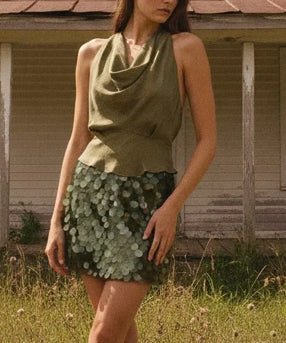 Lucy Paris Lexi Halter Wrap Top Olive - Fleur-De-Lis Boutique