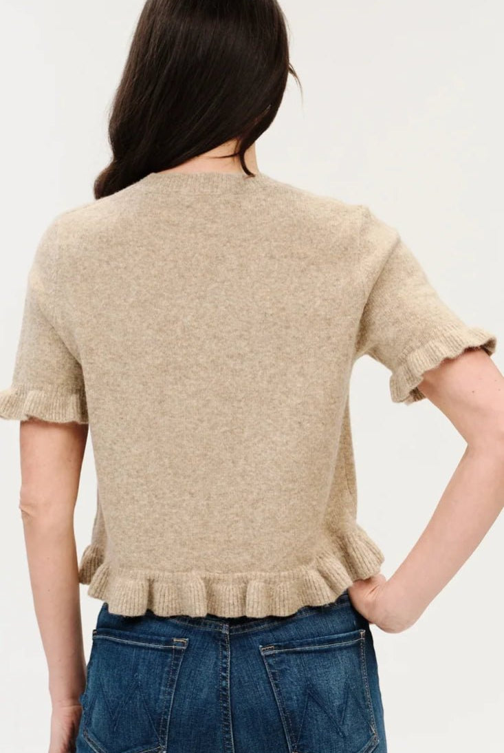 Cleo Ruffle Edge Sweater Latte - Fleur-De-Lis Boutique