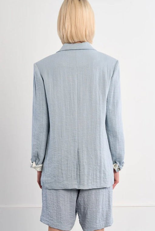 Molly Bracken Straight Blazer Light Blue - Fleur - De - Lis Boutique