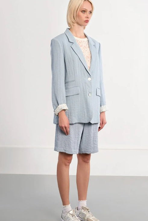 Molly Bracken Straight Blazer Light Blue - Fleur - De - Lis Boutique