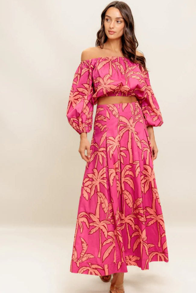 Paradise Match Woven Top And Skirt Set - Fleur - De - Lis Boutique