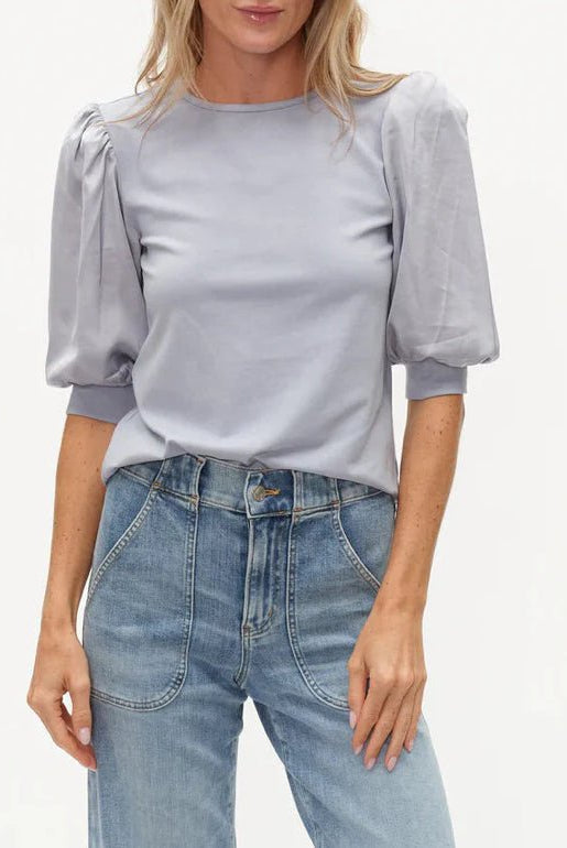 Six Fifty Solara Mixed Media Top Denim - Fleur - De - Lis Boutique