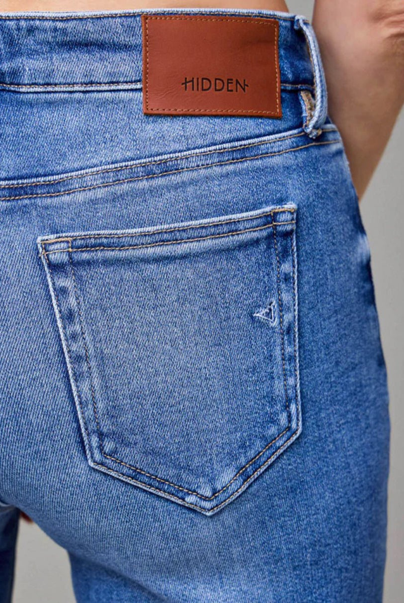 Hidden Pintuck Mid Rise Comfort Flare Dark Wash - Fleur - De - Lis Boutique