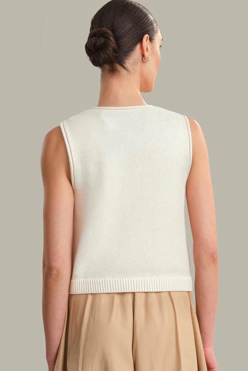 525 America Elle Button Front Vest Chalk - Fleur - De - Lis Boutique