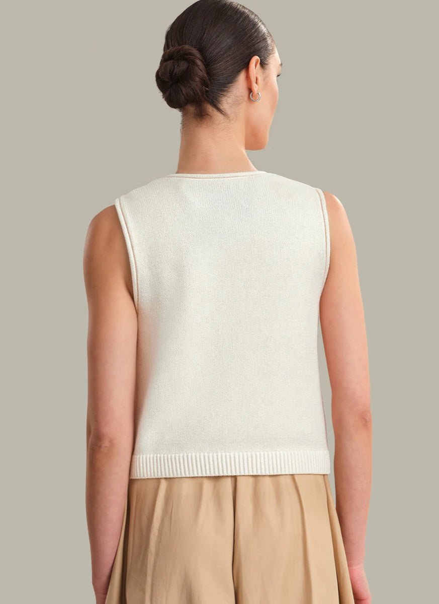 525 America Elle Button Front Vest Chalk - Fleur - De - Lis Boutique