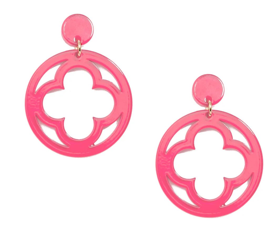 Zenzii Open Clover Drop Earrings Pink - Fleur - De - Lis Boutique