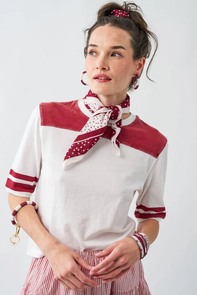 Ink + Alloy Polka Dot Scarf Maroon and White - Fleur-De-Lis Boutique