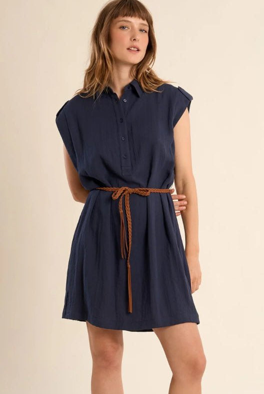Molly Bracken Navy Woven Dress - Fleur - De - Lis Boutique