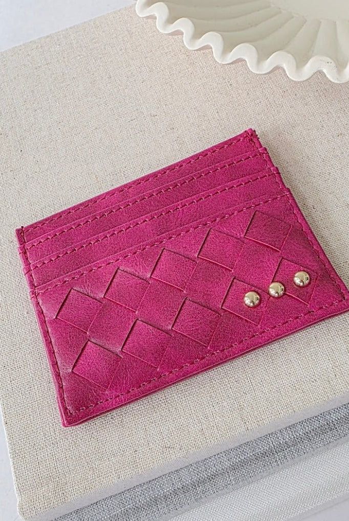 Mariah Woven Small Card Holder Fuchsia - Fleur-De-Lis Boutique