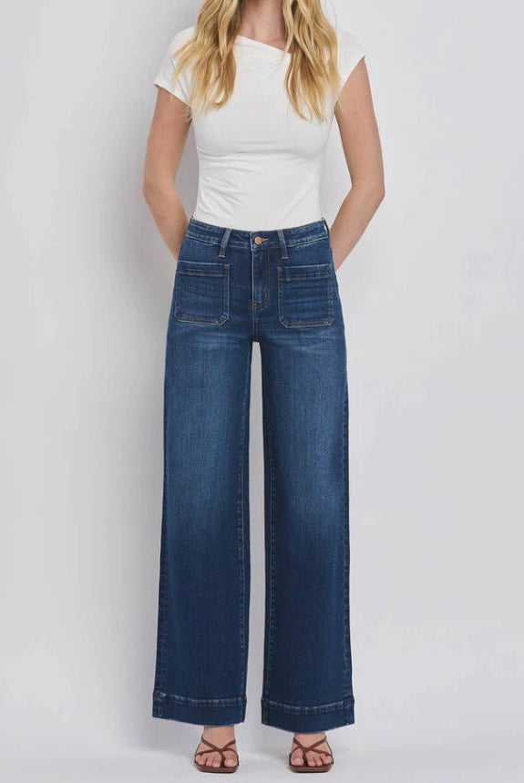 Flying Monkey Dignity High Rise Trouser Dark Wash - Fleur - De - Lis Boutique