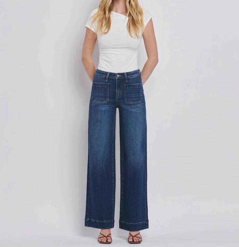 Flying Monkey Dignity High Rise Trouser Dark Wash - Fleur - De - Lis Boutique
