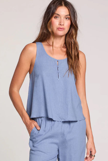 A Line Worn Blue Tank