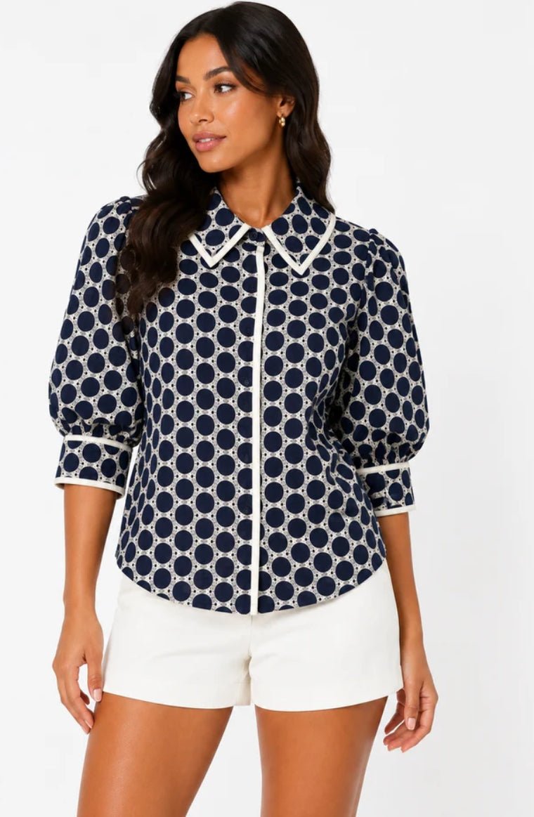 Sincerely Ours Pippa Top Marine Dot - Fleur-De-Lis Boutique