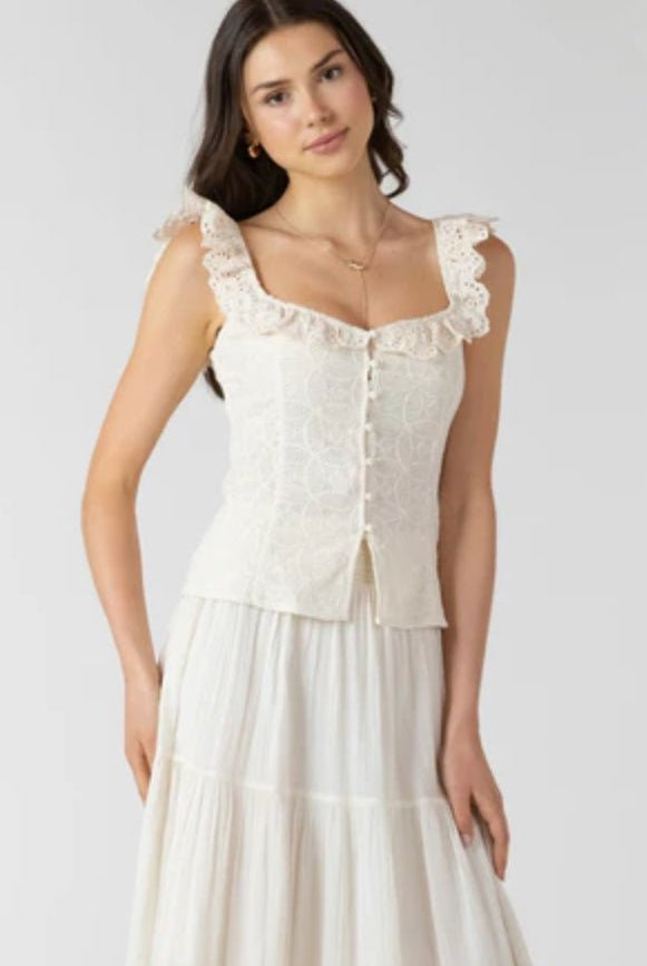 Dex Ecru Eylet Top - Fleur - De - Lis Boutique
