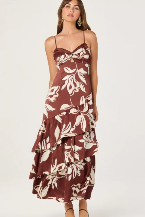 ASTR Cassia Dress Brown Floral - Fleur-De-Lis Boutique