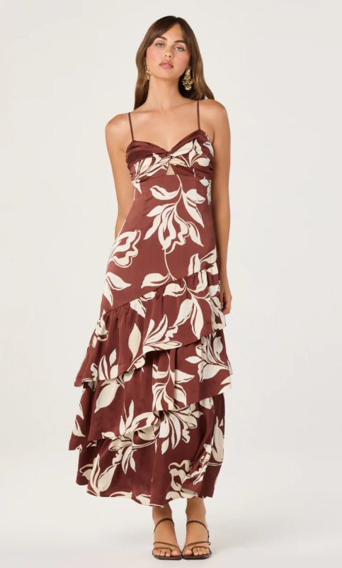 ASTR Cassia Dress Brown Floral - Fleur-De-Lis Boutique