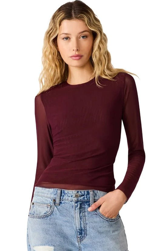 Steve Madden Sandy Knit Top Deep Fig - Fleur-De-Lis Boutique