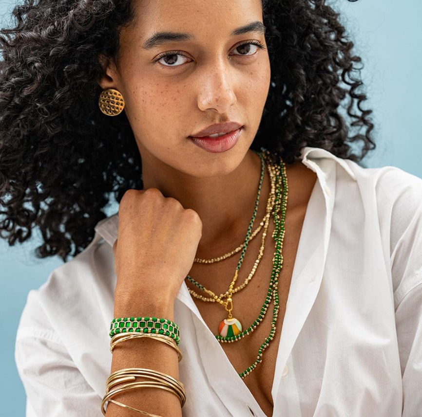 Ink + Alloy Maria Braided Necklace Green - Fleur - De - Lis Boutique