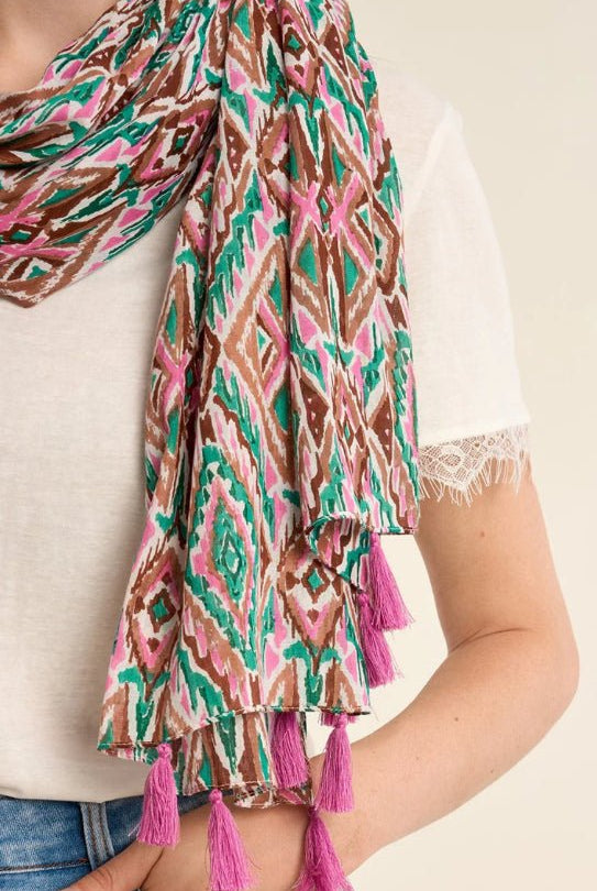 Molly Bracken Large Printed Scarf/Sarong - Fleur - De - Lis Boutique