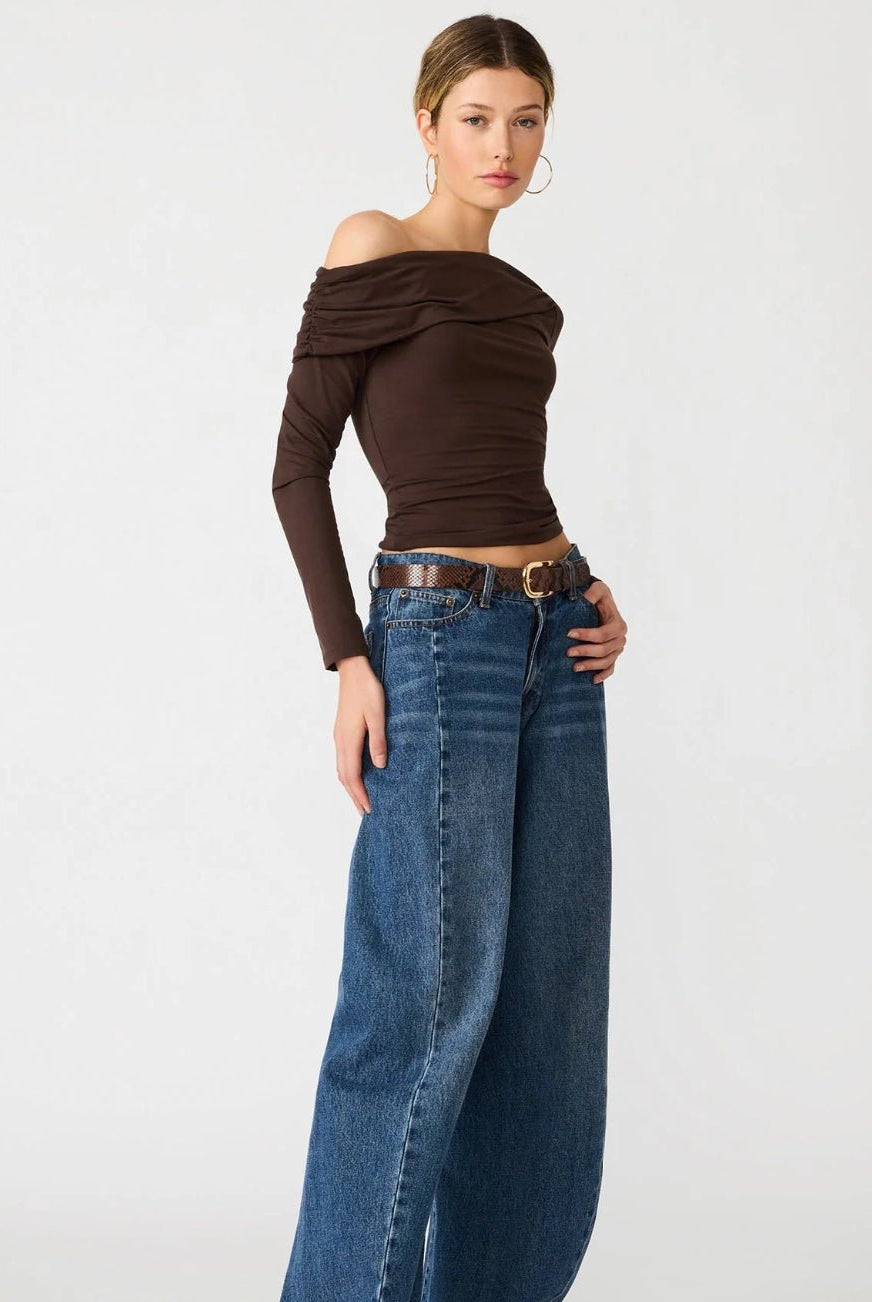 Steve Madden Ryder Knit Top Walnut - Fleur-De-Lis Boutique